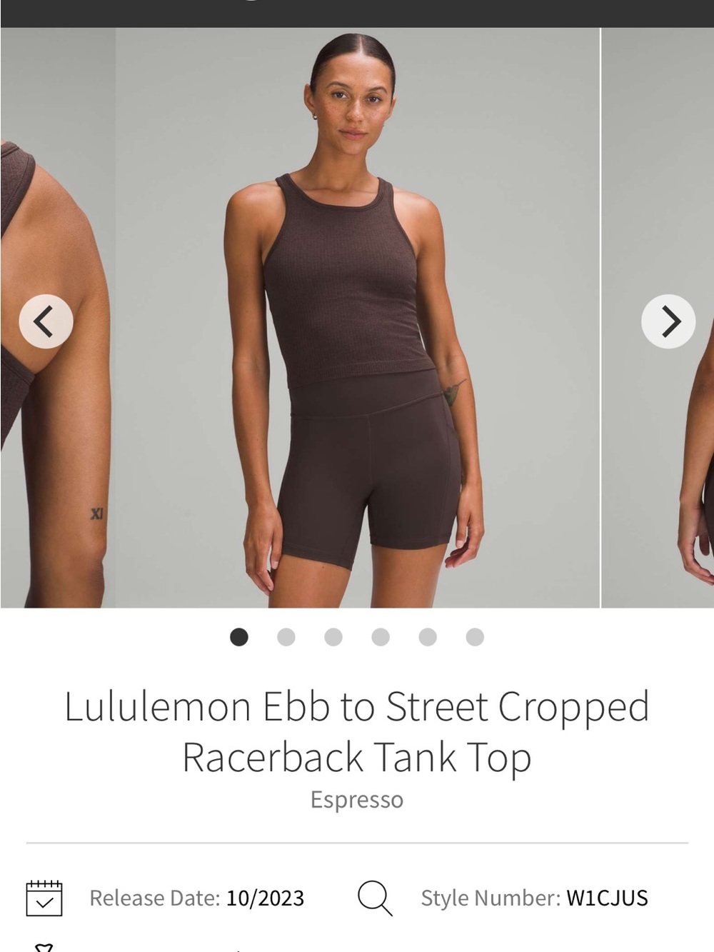 lululemon athletica Ribbed Cropped Racerback Tank Top - Espresso Brown